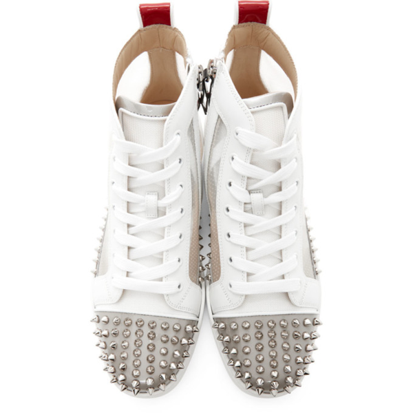 Christian Louboutin Red And White Sosoxy Spikes High-top Sneakers In ...