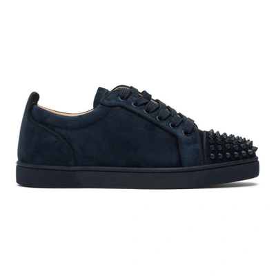 Christian Louboutin Louis Junior Spike-embellished Suede Trainers Blue | ModeSens