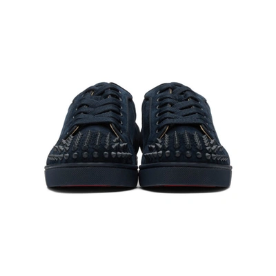 Shop Christian Louboutin Navy Louis Junior Spikes Orlato Sneakers In U638 Blu Sc