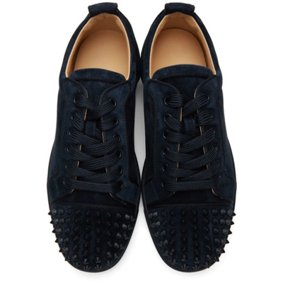 Shop Christian Louboutin Navy Louis Junior Spikes Orlato Sneakers In U638 Blu Sc