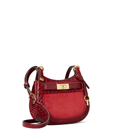 Shop Tory Burch Lee Radziwill Small Saddlebag In Roma Red