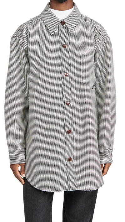 Shop Alexander Wang Oversized Shirt Jacket With Snap Buttons In Black/white