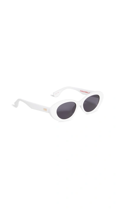 Shop Le Specs X Solid & Striped Ditch Sunglasses In White/smoke Mono