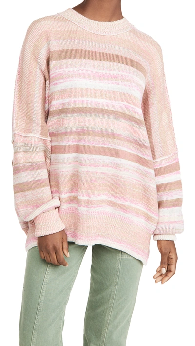 Shop Free People Easy Street Space Dye Sweater In Sand And Sugar Combo