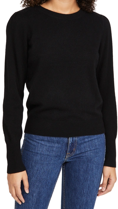 Shop 360 Sweater Melany Puff Sleeve Cashmere Sweater In Black