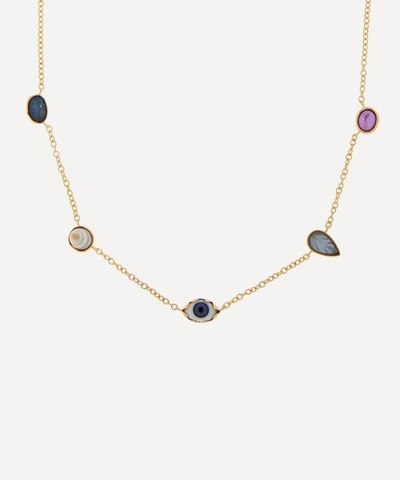 GRAINNE MORTON GRAINNE MORTON GOLD-PLATED MULTI-STONE FIVE MINI CHARM NECKLACE 000714013