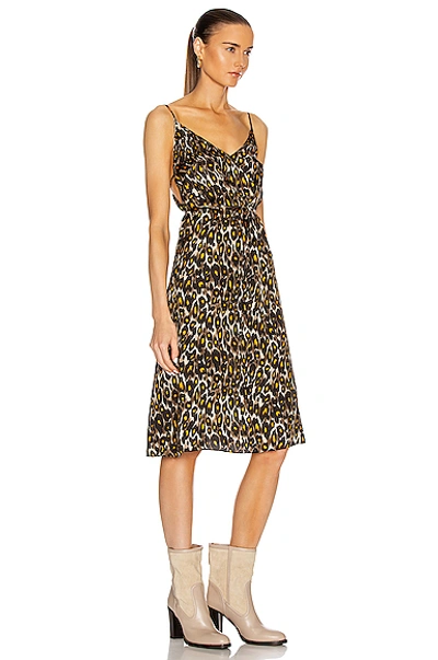 Shop R13 Midi Slip With Back Tie In Grey & Orange Leopard