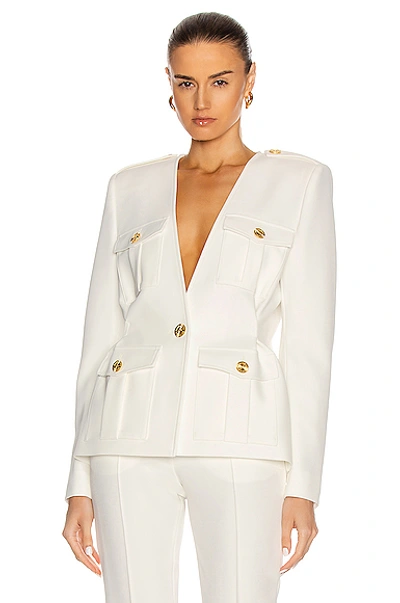 Shop Alexandre Vauthier Cinched Waist Jacket In Off White
