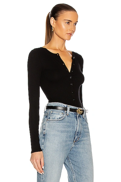 Enza Costa Silk Rib Fitted Long Sleeve Cardigan In Black