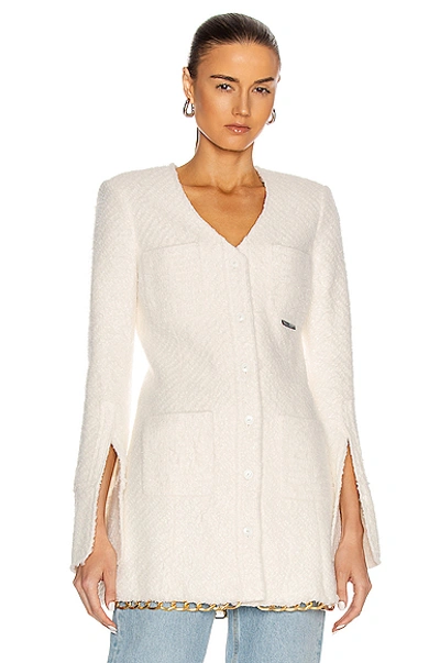 Shop Alexander Wang Long Chain Hem Fitted Shirt Jacket In Ivory