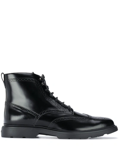 Shop Hogan Men's Black Leather Ankle Boots