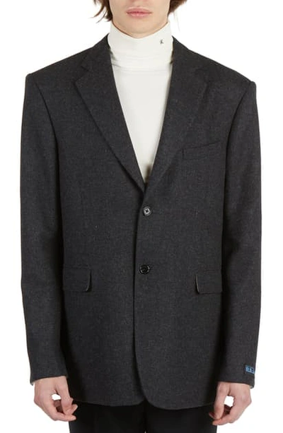 Shop Raf Simons Straight Fit Wool Blazer In Anthracite