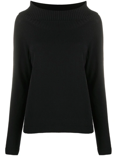 Shop Lamberto Losani Fine-knit Off-shoulder Jumper In Black