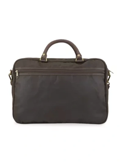 Shop Barbour Wax Finish Briefcase In Olive