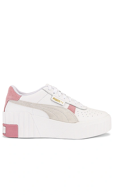 Puma Wedge In White And Pink In White & Foxglove |