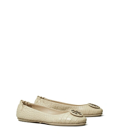 Shop Tory Burch Minnie Travel Ballet Flat, Embossed Leather In Jamaica Sand Croc