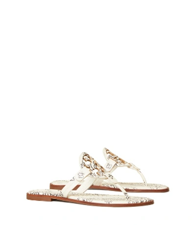 Shop Tory Burch Miller Sandals, Printed Leather In Ivory Americana Bandana