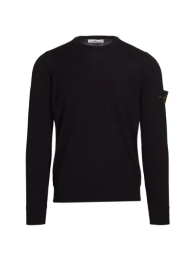 Shop Stone Island Lightweight Wool Sweater In Black