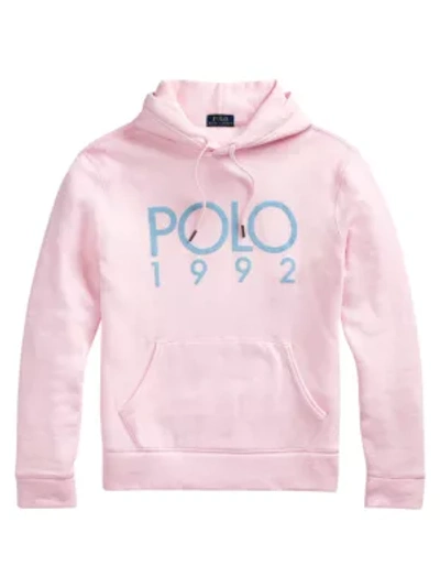 Shop Polo Ralph Lauren Magic Fleece Polo 1992 Drawstring Hoodie In Bath Pink