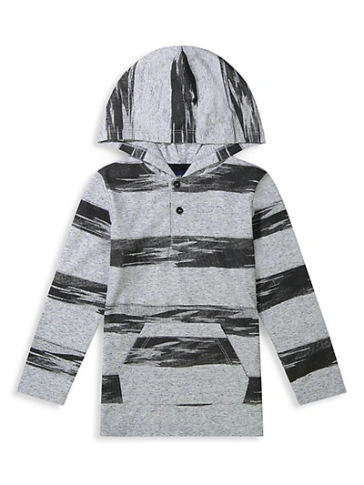 Shop Andy & Evan Little Boy's Stripe Hoodie In Grey Stripe