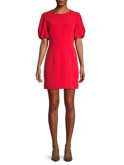 Shop Milly Puffed-sleeve Mini Dress In Ruby