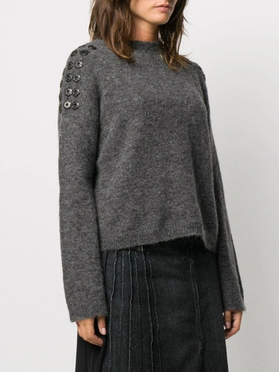 Shop Pierantoniogaspari Snap Embellished Jumper In Grey