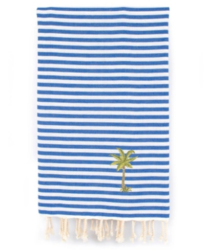Shop Linum Home Fun In The Sun Breezy Palm Tree Pestemal Beach Towel In Ocean Blue