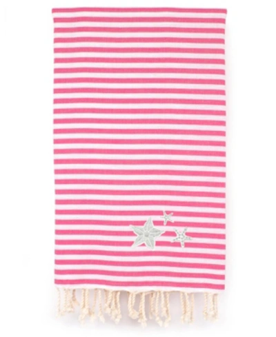 Shop Linum Home Fun In The Sun Glittery Starfish Pestemal Beach Towel In Bubble Gum Pink