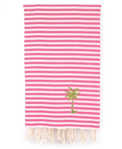 Shop Linum Home Fun In The Sun Breezy Palm Tree Pestemal Beach Towel In Bubble Gum Pink