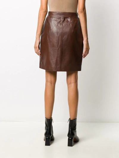 Shop L'autre Chose Leather Wrap Skirt In Brown