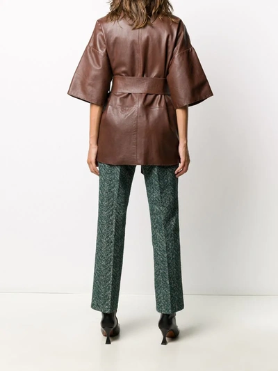 Shop L'autre Chose Wrap Leather Jacket In Brown