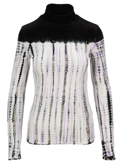Shop Proenza Schouler Tie-dye Velvet Rollneck Sweater In Black Ecru Lavander