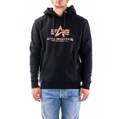 Shop Alpha Industries Cotton Blend Sweatshirt In Black - Gold