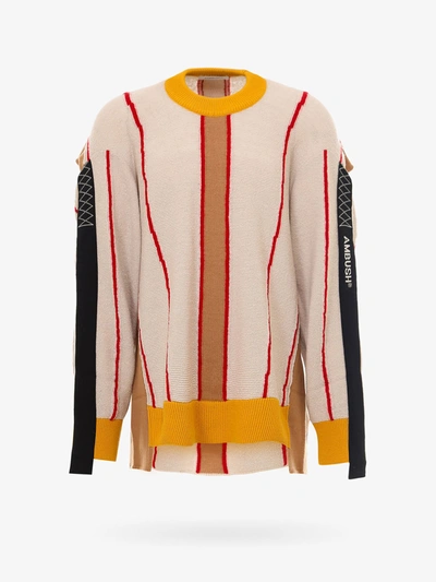 Ambush Pullover In Beige With Multicolor Intarsia In Beige