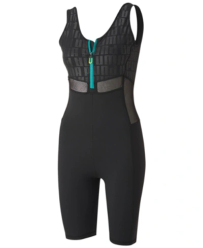 Shop Puma Women's Train First Mile Xtreme Half-zip Cropped Jumpsuit In  Black