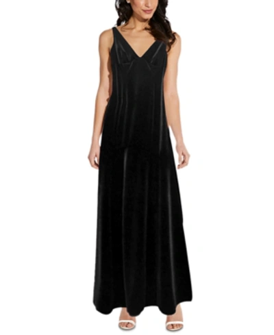 Shop Adrianna Papell Velvet Sleeveless Gown In Black