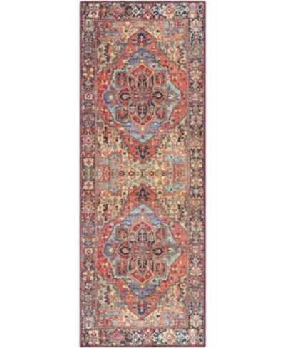 Surya Iris Irs-2310 Red 2'6" X 7'6" Runner Area Rug In Red