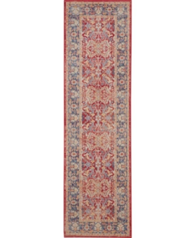Nourison Ankara Global Anr02 Red 2'4" X 8' Runner Rug In Red