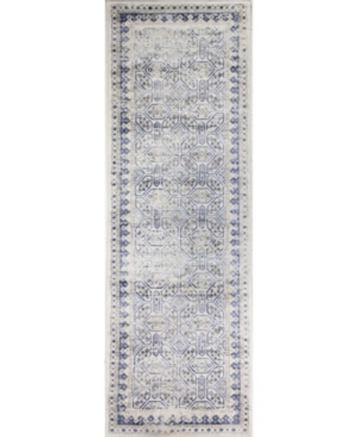 Shop Bb Rugs Mesa Mes-05 Ivory, Blue 2'6" X 8' Runner Rug In Ivory/blue
