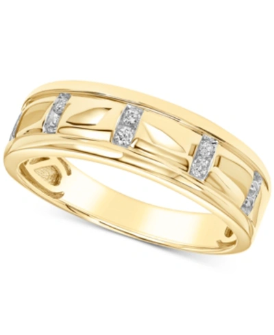 Shop Cole Haan Men's Diamond Band (1/10 Ct. T.w.) In 10k Yellow Gold And 10k White Gold