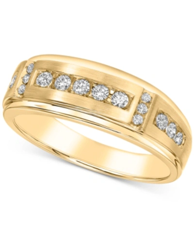 Shop Cole Haan Men's Diamond Band (1/2 Ct. T.w.) In 10k Yellow Gold And 10k White Gold