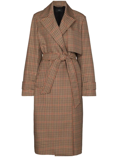 Shop Joseph Chasa Check-pattern Trench Coat In Brown