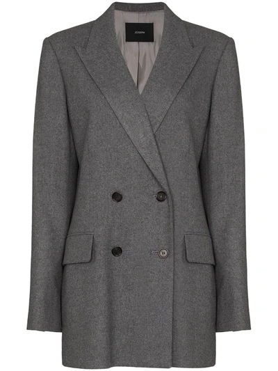 Shop Joseph Jorgan Double-breasted Blazer Jacket In Grey
