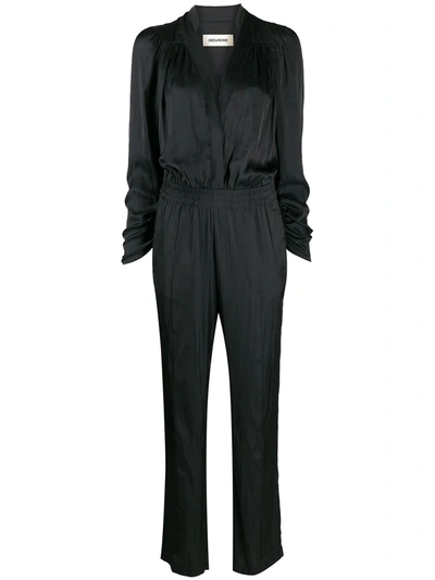 Shop Zadig & Voltaire Captain Satin Jumpsuit In Black