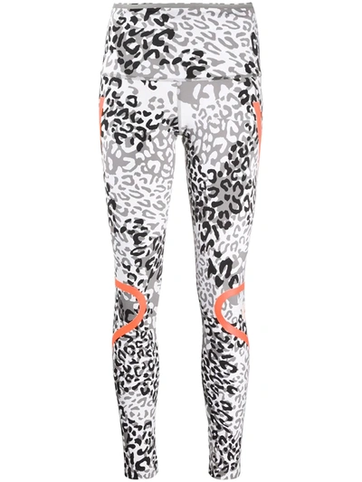 Shop Adidas By Stella Mccartney Stripe-detail Leopard-print Leggings In Grey