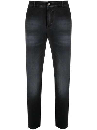 Shop Pt05 Faded Straight-leg Jeans In Black