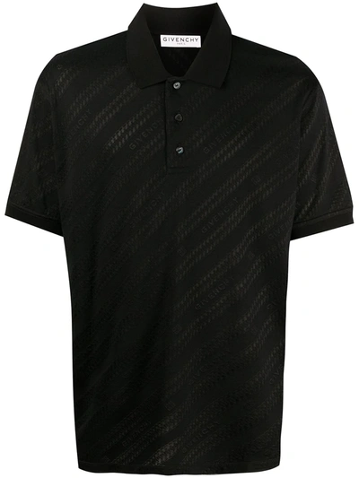 Shop Givenchy Tonal Logo Print Polo Shirt In Black