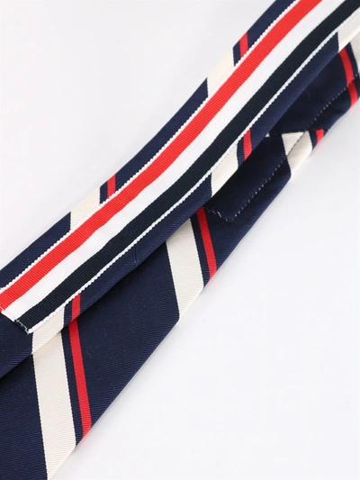 Shop Thom Browne Stripe Silk Tie In Blue