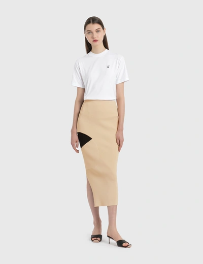 Shop Off-white Knitted Midi Skirt In Beige