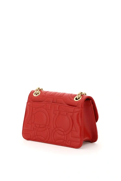 Shop Ferragamo Quilted Gancini Shoulder Bag In Red